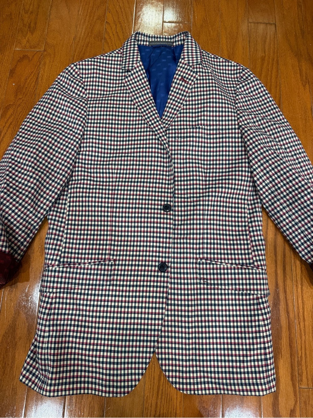 Ben Sherman Checked Sport Coat in Red, Navy & White